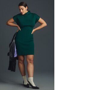 By Anthropologie Mock-Neck Mini Dress 2x new nwt green color